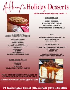 Anthony’s Holiday Desserts