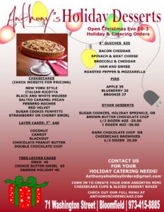Anthony’s Holiday Desserts